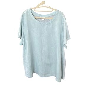 J Jill Linen Aqua Seafoam Mint Short Sleeve Tee Top XL